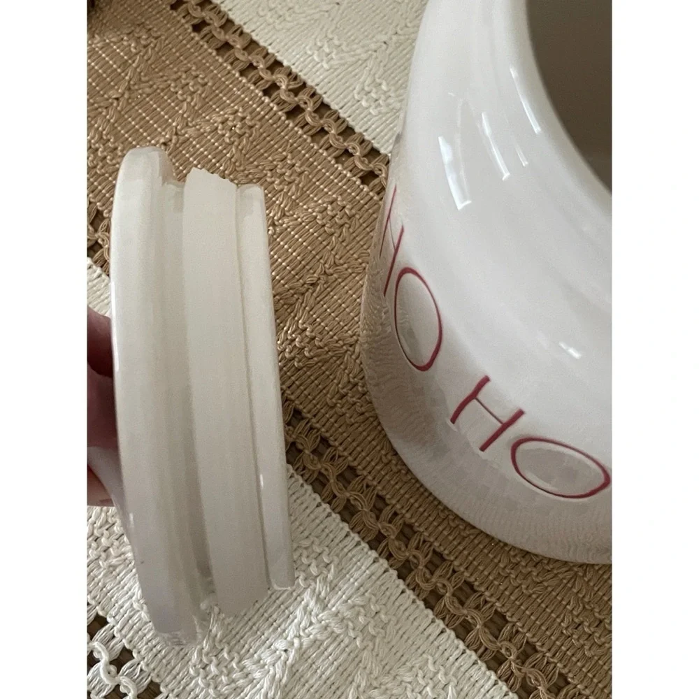 Rae Dunn White and Red Food Storage Canister HO HO HO Holiday